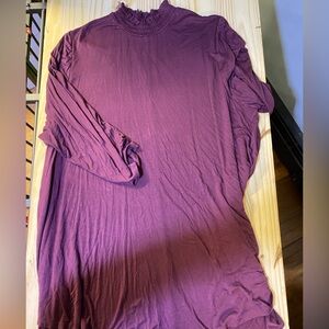 Purple Mock Turtleneck 3/4 Sleeve Top